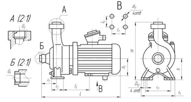КМ 50-32-200 размеры